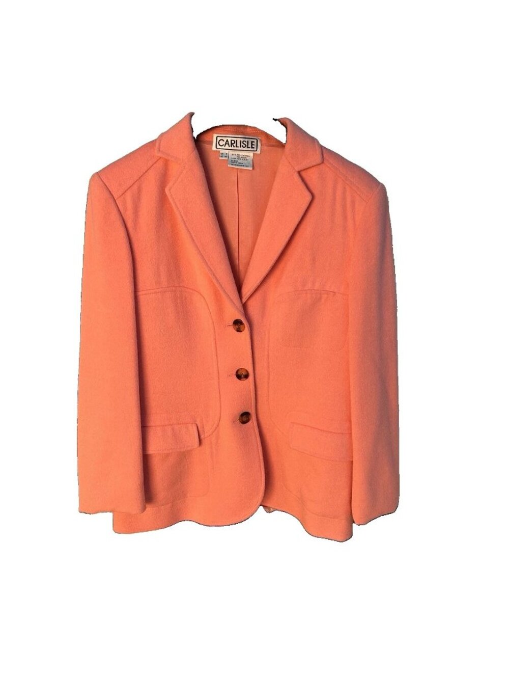 Carlisle Coral Pink Blazer Jacket Angora Lambswool Womens Size 8 Lined Luxury